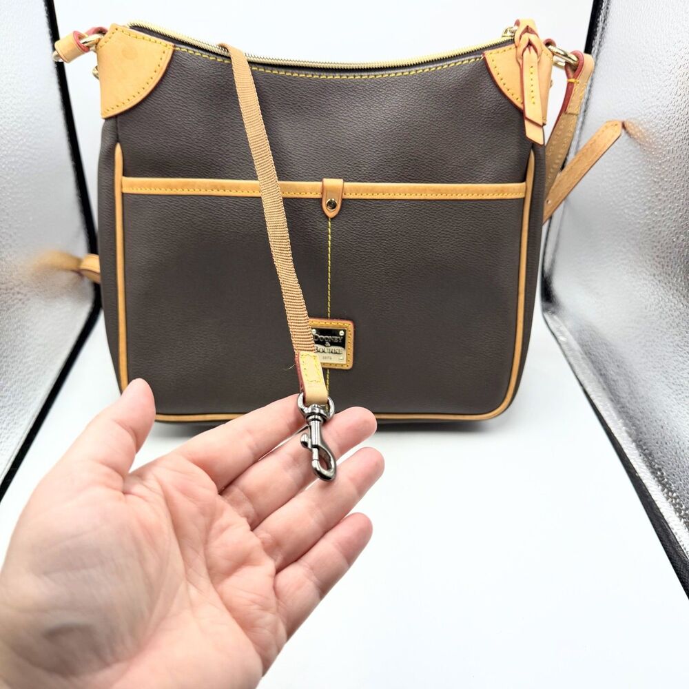 Dooney & Bourke Pebble Grain Kimberly Brown Leather Crossbody Bag - Picture 12 of 16